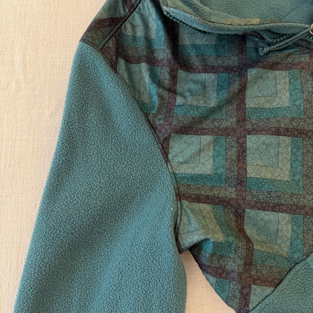 The North Face Womens Teal Geometric Print Quarter Zip Fleece Pullover Medium - Picture 9 of 11